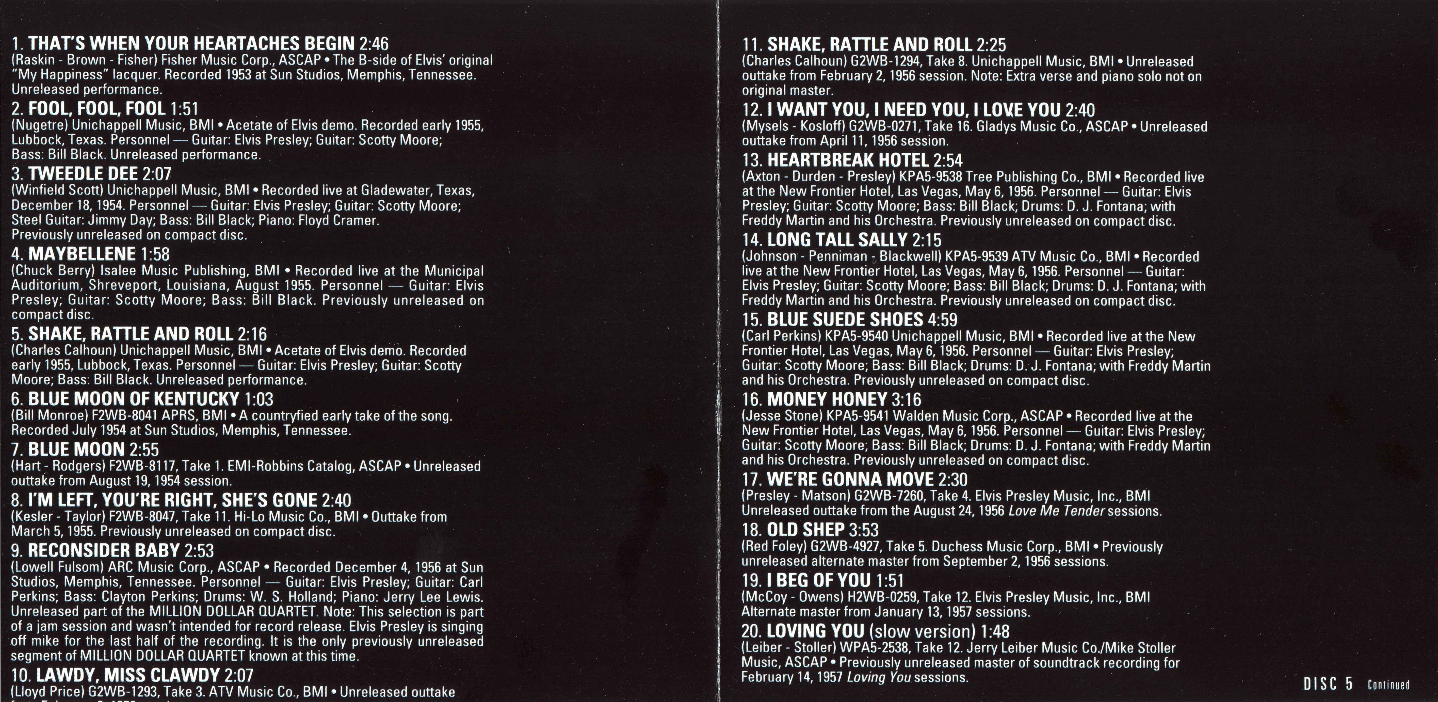 Elvis Presley  The Complete 50`s Masters 5 : Front + Inlay